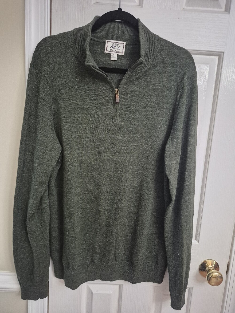 Jos. A. Bank 1905 Collection Olive Green Cotton Quarter Zip Sweater Size L